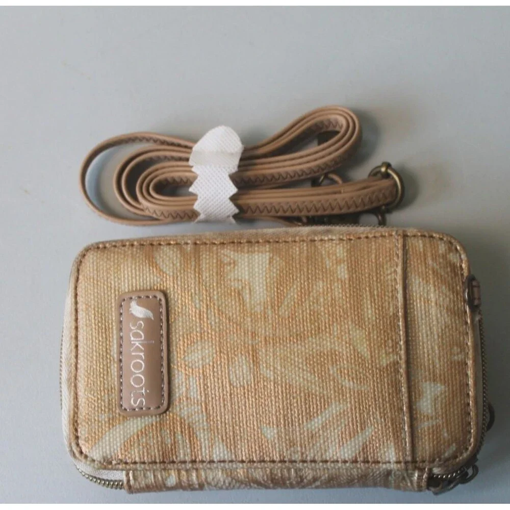 Sakroots Wallet/wristlet/cell phone purse w/Crossbody Strap Gold Celestial Sun